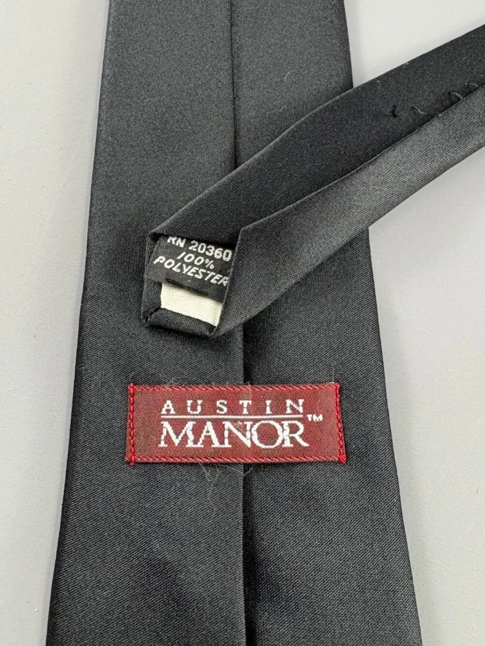 Vintage Austin Manor Black Solid Men's Tie 3